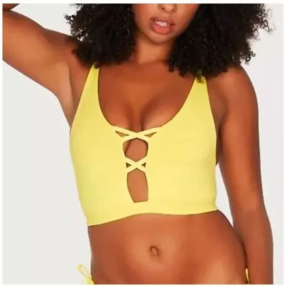 NWT Frederick's of Hollywood Women Small Sunset Strap Bathing Suit Top Fiery Red - Picture 2 of 5